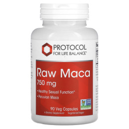 Мака перуанська, Raw Maca, Protocol for Life Balance, сира, 750 мг, 90 веганських капсул