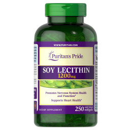 Лецитин із сої, Soy Lecithin, Puritan's Pride, 1200 мг, 250 гелевих капсул