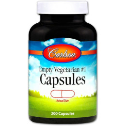 Пустые растительные капсулы №1, Empty Vegetarian #1 Capsules, Carlson, 200 шт