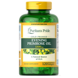 Олія вечірньої примули з ГЛК, Evening Primrose Oil, Puritan's Pride, 1300 мг, 120 гелевих капсул