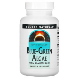 Синьо-зелені водорості, Blue-Green Algae, Source Naturals, 500 мг, 200 таблеток
