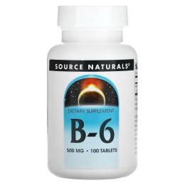 Вітамін В6 (піридоксин), Vitamin B-6, Source Naturals, 500 мг, 100 табл.