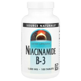 Ніацинамід (В3), Niacinamide, B-3, Source Naturals, 1500 мг, 100 таб.