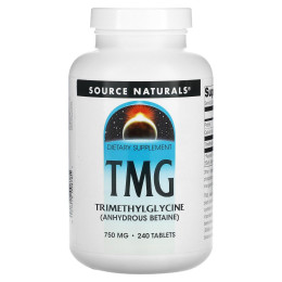 Триметилгліцин (ТМГ), TMG, Source Naturals, 750 мг, 240 таблеток