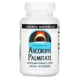Аскорбил пальмитат, Ascorbyl Palmitate, Source Naturals, 500 мг, 90 капсул