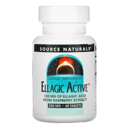 Листья малины, Ellagic, Source Naturals, экстракт, 300 мг, 60 таб.