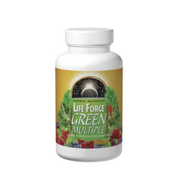 Мультивитамины, Life Force Green Multiple, Source Naturals, активатор энергии с суперпродуктами, 45 таблеток