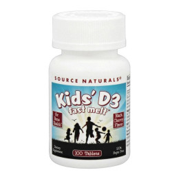 Вітамін D3 для дітей, Kids D-3 400 IU, Source Naturals, смак чорної вишні, 100 швидкорозчинних таблеток