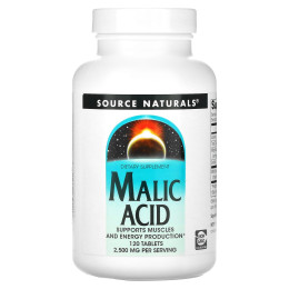 Яблочная кислота, Malic Acid, Source Naturals, 2500 мг, 120 таблеток