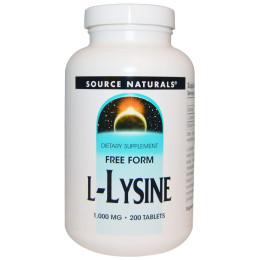 Лізин, L-Lysine, Source Naturals, 1000 мг, 200 таблеток