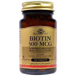 Біотин, Biotin, Solgar, 300 мкг, 100 таблеток