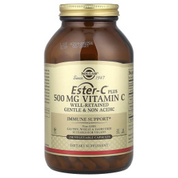 Вітамін С плюс, Ester-C, Plus Vitamin C, Solgar, 500 мг, 250 рослинних капсул