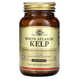 Ламінарія йод, Kelp, Solgar, північно-атлантична, 250 таблеток