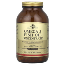 Омега-3, Omega-3 Fish Oil, Solgar, концентрат риб'ячого жиру, 120 гелевих капсул