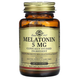 Мелатонін, Melatonin, Solgar, 5 мг, 60 таблеток для розжовування
