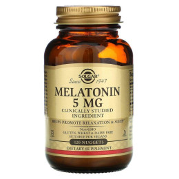 Мелатонин, Melatonin, Solgar, 5 мг, 120 таблеток для разжевывания