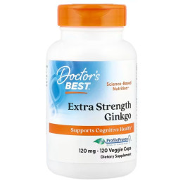 Гінкго Білоба, Extra Strength Ginkgo, Doctor's Best, екстрасильний, 120 мг, 120 веганських капсул