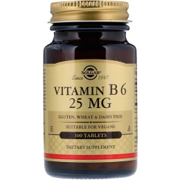 Витамин В6, Vitamin B6, Solgar, 25 мг, 100 таблеток