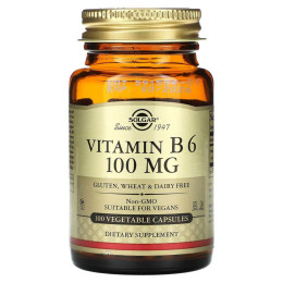 Вітамін В6, Vitamin B6, Solgar, 100 мг, 100 вегетаріанських капсул
