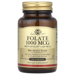 Фолат, Folate, Solgar, 1000 мкг, 120 таблеток