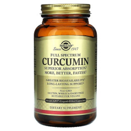 Куркумін, Curcumin, Solgar, повний спектр, 90 гелевих капсул