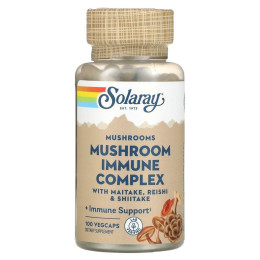 Грибной комплекс для иммунитета, Mushroom Immune Complex, Solaray, с майтаке, рейши и шиитаке, 600 мг, 100 вегетарианских капсул
