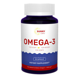 Омега-3, риб'ячий жир, Omega-3 Activ Powerfull, Sunny Caps, 1000 мг, 100 гелевих капсул