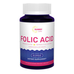 Фолієва кислота, Folic Acid Powerfull, Sunny Caps, 400 мкг, 100 капсул