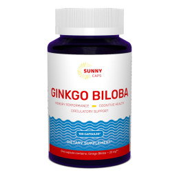 Гінкго білоба, Ginkgo Biloba, Sunny Caps, 20 мг, 100 капсул