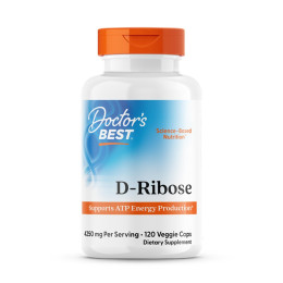 D-рибоза, D-Ribose with BioEnergy Ribose, Doctor's Best, с BioEnergy Ribose, 850 мг, 120 веганских капсул (170 мг в капсуле)