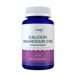 Кальцій, магній, цинк, Calcium, Magnesium, Zinc, Sunny Caps, 100 капсул