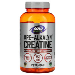 Креатин, Kre-Alkalyn Creatine, Now Foods, Sports, 750 мг, 240 вегетаріанських капсул