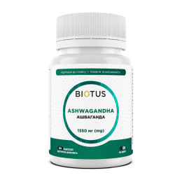 Ашваганда, Ashwagandha, Biotus, 1350 мг, 60 капсул