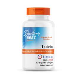Лютеїн, Lutein, Doctor's Best, лютемакс, 20 мг, 180 гелевих капсул