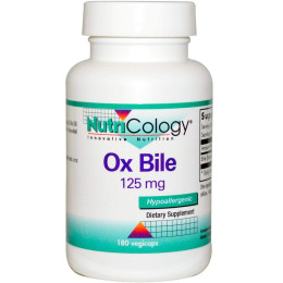 Экстракт бычьей желчи (Ox Bile), Nutricology, 125 мг, 180 капсул