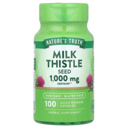 Расторопша, Milk Thistle Seed Extract, Nature's Truth, экстракт семян, 1000 мг, 100 быстродействующих капсул