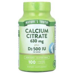 Кальцій цитрат плюс D3, Calcium Citrate Plus D3, Nature's Truth, 100 каплет