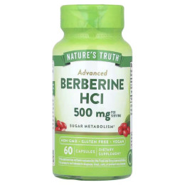 Берберін, Advanced Berberine, Nature's Truth, 500 мг, 60 вегетаріанських капсул (250 мг у капсулі)