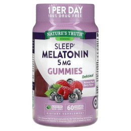 Мелатонін для сну, Sleep Melatonin, Nature's Truth, смак ягідної суміші, 5 мг, 60 веганських жувальних цукерок