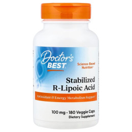 R-ліпоєва кислота, Stabilized R-Lipoic Acid, Doctor's Best, 100 мг, 180 веганських капсул
