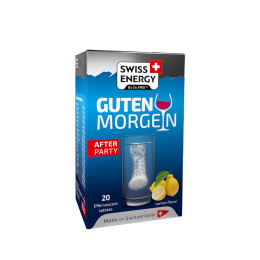 Антипохмільний комплекс, GUTEN MORGEN No Hangover, Swiss Energy, смак лимона, 20 шипучих таблеток