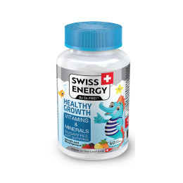 Вітаміни та мінерали, для дітей від 3 років, HEALTHY GROWTH Vitamins Minerals, Swiss Energy, без цукру, для росту, розвитку та імунітету, 60 жувальних цукерок