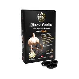 Чорний часник, Herbs BLACK GARLIC with Vitamins B-Group, Swiss Energy, з вітамінами групи В, 20 капсул