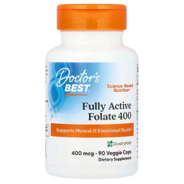 Фолат с Quatrefolic, Fully Active Folate 400, Doctor's Best, активный, 400 мкг, 90 капсул