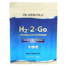 Молекулярний водень, H2-2-Go, Dr. Mercola, 30 подвійних упаковок, 60 таблеток