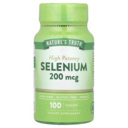 Селен, Selenium, Nature's Truth, высокая эффективность, 200 мкг, 100 таблеток