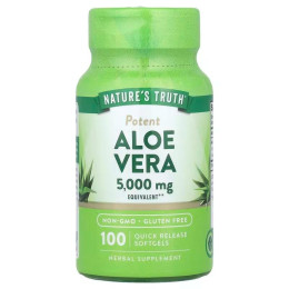 Алое Вера, Aloe Vera, Potent, Nature's Truth, 5000 мг, 100 гелевих капсул швидкого вивільнення