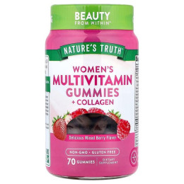 Мультивитамины для женщин с коллагеном, Women's Multivitmain + Collagen, Nature's Truth, смесь ягод, 70 жевательных конфет