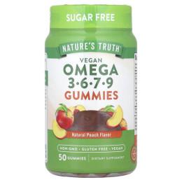 Омега 3-6-7-9, Vegan Omega 3-6-7-9 Gummies, Nature's Truth, веган, вкус персика, 50 жевательных конфет