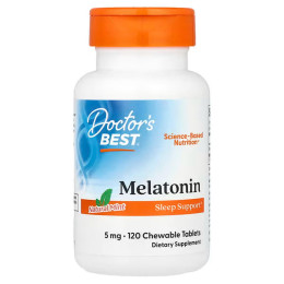 Мелатонін, Melatonin, Doctor's Best, натуральна м'ята, 5 мг, 120 жувальних таблеток